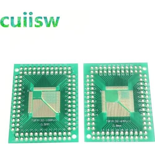 10PCS QFP/FQFP/LQFP TQFP 32 / TQFP44 / TQFP64 / TQFP80 TQFP100 to DIP 0.5MM 0.8MM IC adapter Socket / Adapter plate / PCB