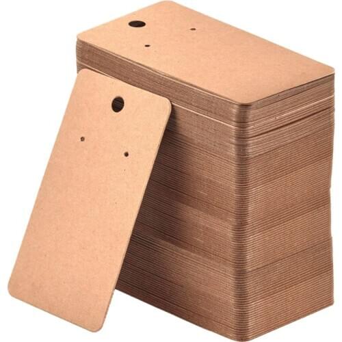 100Pcs 5 x 9Cm Kraft Paper Blank Jewelry Display Card Cardboard Earring Package Hang Tag Card Brown