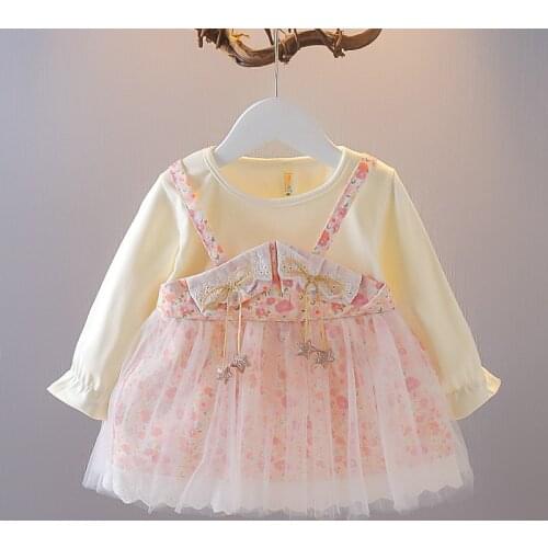 2021 Spring Autumn Baby Girl Dress Princess Toddler Girls Clothing 1 Year Birthday Party Dresses Cute Long Sleeve Infant Dress