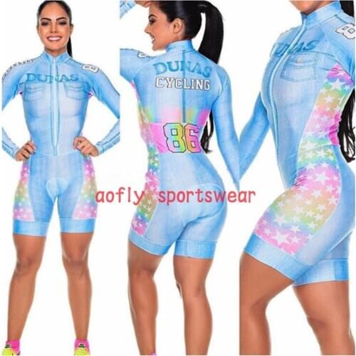 Kafitt womens long Sleeve clothes cycling Triathlon suit Cycling Skinsuit set Maillot Ropa Ciclismo MTB bike jumpsuit summer