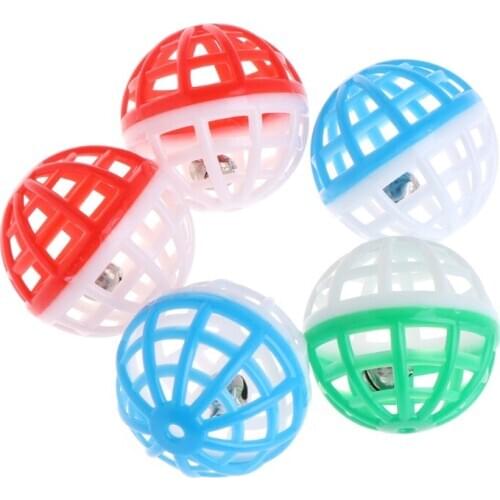 5 Pcs Cat Toy Bell Hollow Balls Sound Pet Game Kitten Plastic Interactive Rattle