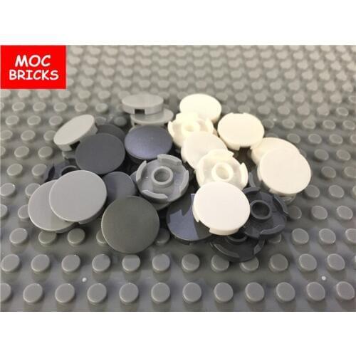 50pcs/lot MOC Bricks White & Light gray & Dark bluish gray Tile, Round 2 x 2 fit with 4150 Building Blocks DIY Toys kids gifts