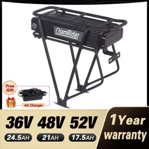 Electric Bike Battery 36V 48V 20AH 52V 17AH 350w 750W 1500w Rear Rack Trunk Ebike Battery Double Layer Luggage Carrier Bafang