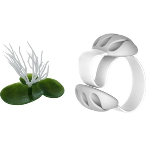 Aquarium Artificial Duckweed Floating Plastic Green White Plant & Desk Cable Clips Triple Slots Desktop Cable Organizer Wire Cor