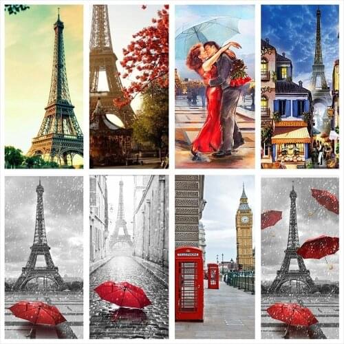 Huacan Diamond Embroidery Eiffel Tower 5D DIY Diamond Painting Full Square Landscape Picture Of Rhinestone Mosaic Beadwork