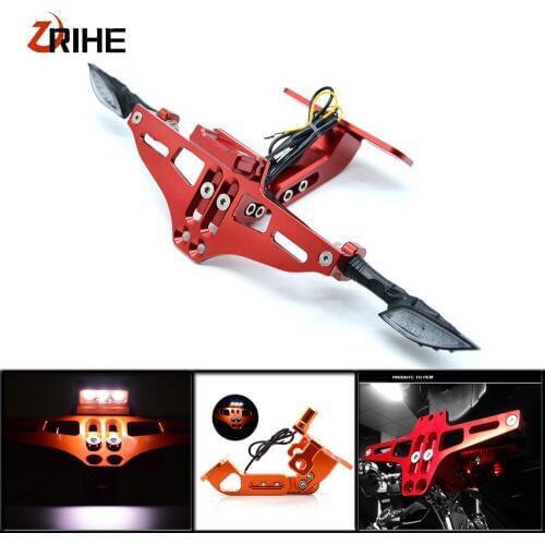 Motorcycle CNC Aluminum License Plate Bracket Licence Plate Holder Frame with light for honda cb600 cb650f cbf 250 cbf 600