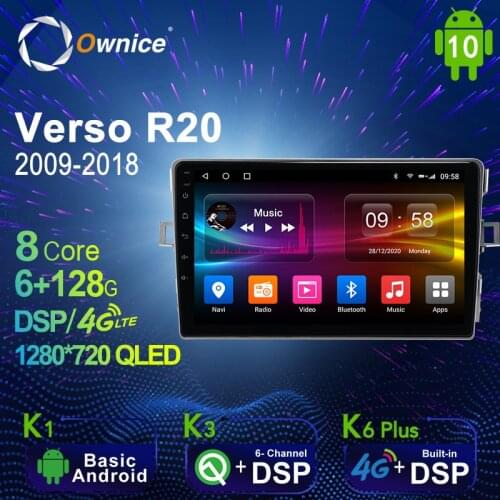 Ownice K6 Plus Autoradio automotive Radio 2 Din for Toyota Verso R20 2009 - 2018 Android 10.0 Multimedia 4G LTE 6G Ram 128G Rom