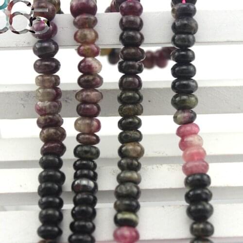 Free Shipping 4x6mm AA Strand High Quality Natural Genuine Stone Rondelle Tourmaline Beads 17"
