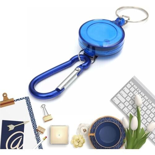 Key chain office cord reel lanyard clip key ring retract pull name tag recoil badge belt rope holder keyring keychain
