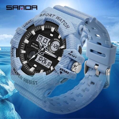 Fashion Men Women Watches Digital Sport Watch Waterproof Shock Chronograph Dual Time Display Alarm Clock Wristwatch Female Clock