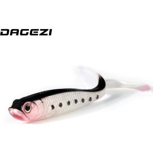 DAGEZI 5pcs/lot Long tail soft fishing lure Luminous Soft bait Swimbaits Jig Head Soft Lure for fly fishing fishing tackle