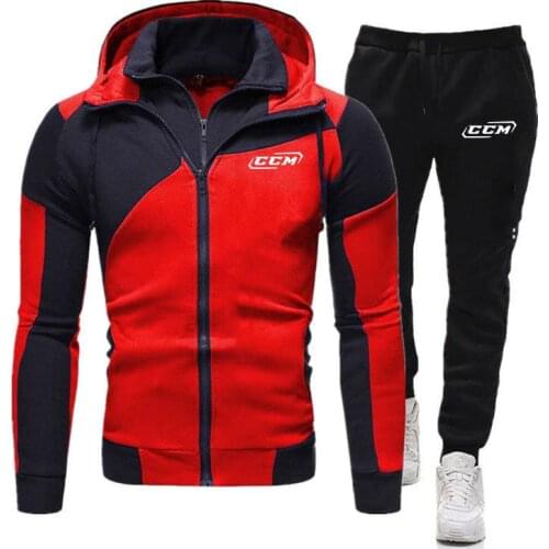 Spring Autumn Decal design Mens CCM Printing Jacket Sport Suits Male Hoodies Popular Fashion Fitness sweater Sweatpant Set