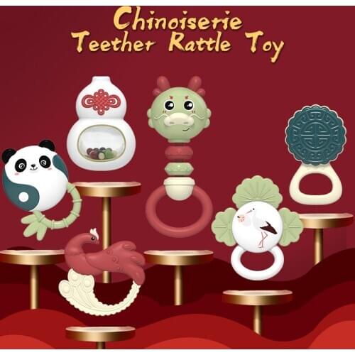 Baby Teether Toys Toddle Safe Chinoiserie Teething Bell Ring Silicone Chew Dental Care Gift For Infant Cute Creative Panda