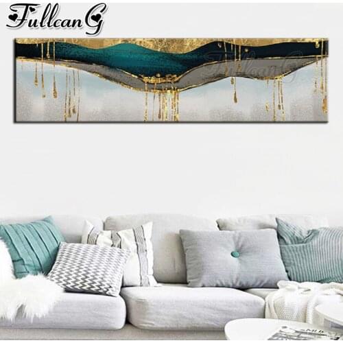 FULLCANG Abstract Green Shining Dold large mosaic painting diy full square round drill 5d diamond embroidery kits decor FC3546