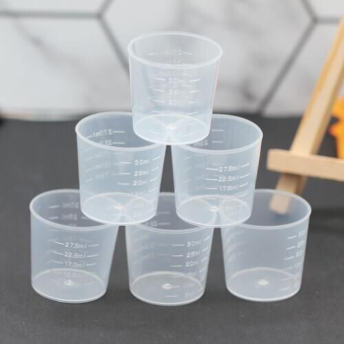 20/50pc 30ml Clear Plastic Liquid Measuring Cups Graduated Laboratory Test Cylinder With Scales For DIY Silicone Resin Mold Tool