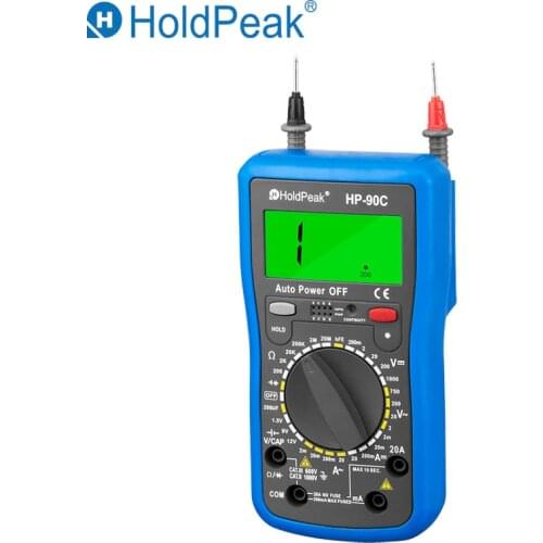 HoldPeak HP-90C Multimetro Digital Manual Range Digital Multimeter Meter with Resistance/Capacitance Test With Data Hold