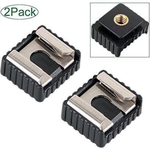 2 Packs Camera Metal Flash Hot Shoe Mount Adapter Base w/ 1/4" Thread for Studio