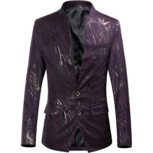 Fashion pattern jacket men blazer masculino slim fit casaco jaqueta masculina spring autumn youth coats mens suits stand collar