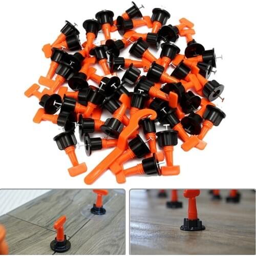 GTBL 50Pcs Tile Leveling System Kit 1.6mm Space Reuse Wall Floor Clip Leveler Ceramic 3-15mm Thickness Construction Tools For Ti