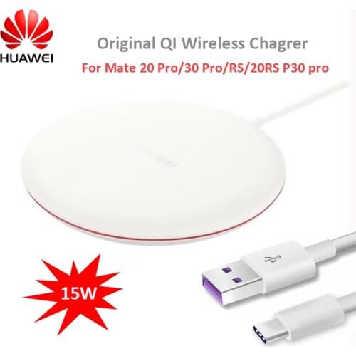 Original Huawei 15W Qi Fast Charging Wireless Charger 5A Type C Cable For Huawei P30 Pro Mate 20 RS 30 Samsung Xiaomi Smartphone