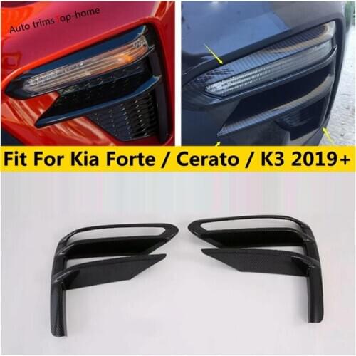 Yimaautotrims Front Fog Lights Lamp Frame Cover Trim Fit For Kia Forte / Cerato / K3 2019 2020 Exterior Kit / Carbon Fiber ABS