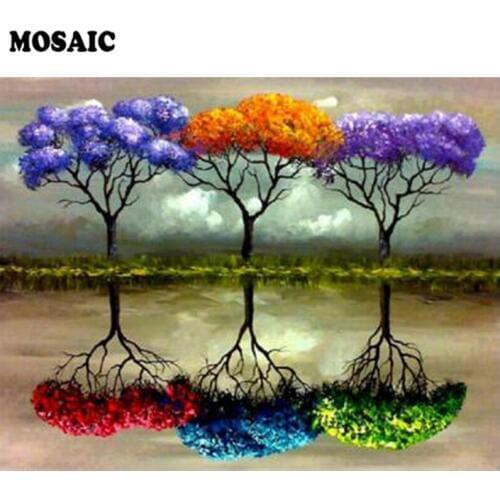 Full Square Crystal Picture 3d diy Diamond Painting cross stitch Mosaic 5D Decorative Painting Landscape Tree Room Decoration