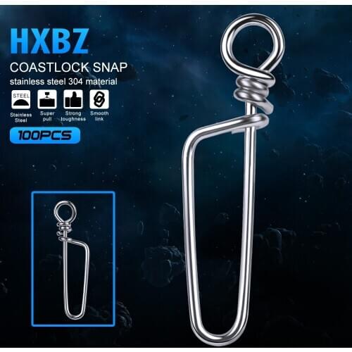 100pcs Coastlock Snap Fishing Barrel Swivel Safety Snap 17mm-46mm Swivel Snap 0#-6# Fishing Swivels