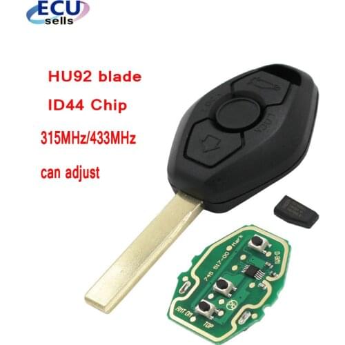 Remote Key 3 Button For BMW 3 5 7 SERIES E38 E39 E46 315MHZ/433MHZ HU92 blade +ID44 Chip