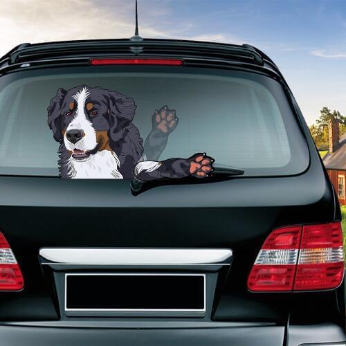 Border Collie Dog Removable Car Styling Waving Wiper Sticker and Decals PVC Rear Window Windshield Stickers For Auto Accessories