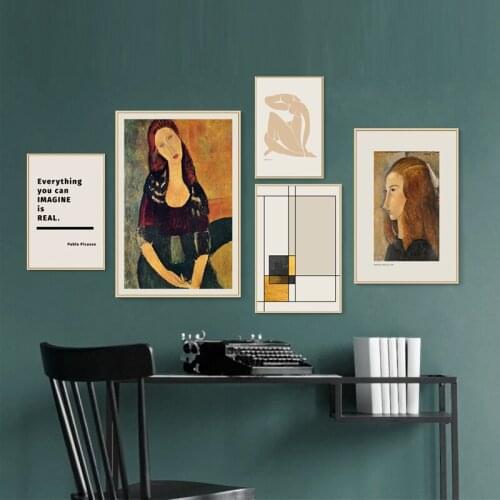 Nordic living room wall picture art RETRO figure Abstract apartment hotel decoration painting quotes print on canvas poster