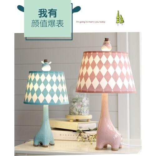 Modern Cartoon Giraffe Table Lamps Princess Girl Room Study Desk Light Bedroom Bedside Lamp Children Cute Pink LED Table Lights