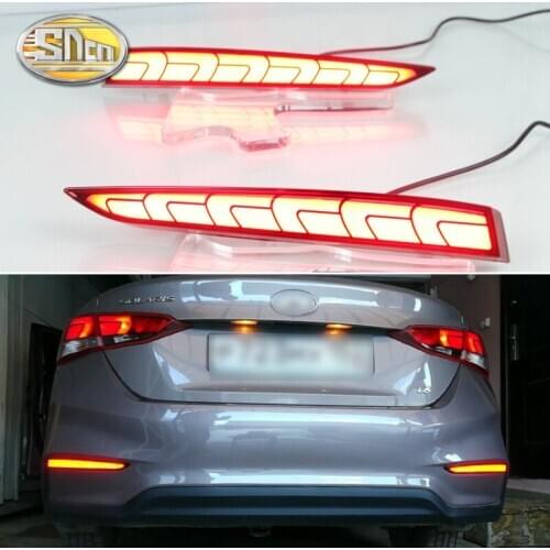 2-in-1 Functions LED Reflector Lamp Rear Fog Lamp Bumper Light Brake Light For Hyundai Solaris Accent 2017 - 2020