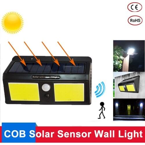 LED Solar Power PIR Motion Sensor Wall Lamp 96 COB Outdoor Waterproof Energy Saving Garden Pathway Street Security Solar Light