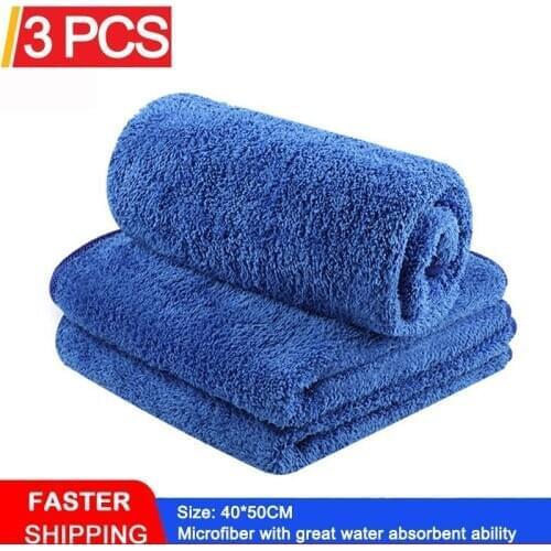 LUDUO 40*50CM 3Pcs Car Wash Microfiber Towels Cleaning Polish Drying Detailing Cloth Soft Absorbent Car Body Refurbishing Tools