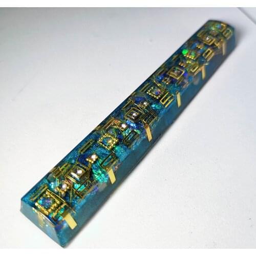 Jeweled Design Blue 6.25u Resin Spacebar Keycaps For Cherry Gateron Kailh TTC Switch Stabilizer Handmade Key Caps