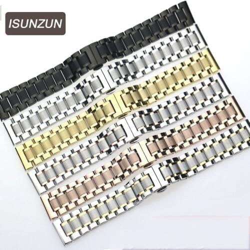 ISUNZUN New Hot Stainless Steel Watchband Strap Men/Women Mechanical Watch Straps Butterfly Buckle 14-24mm Bracelet Universal