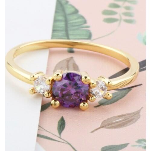 Inspired design new product fine inlaid round amethyst ring exquisite and elegant charm ladies jewelry
