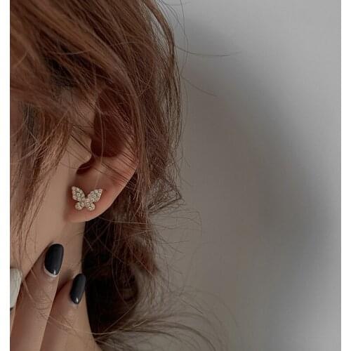 VENTFILLE 925 Sterling Silver Butterfly Exquisite Design Temperament Sen System Without Pierced Ear Clip Earrings One-piece