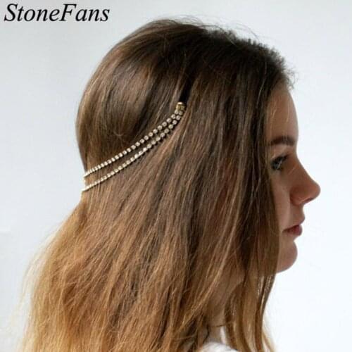 Stonefans Bright Rhinestone Hair Chain Jewelry for Women Wedding Hair Accessories Bohemian Head Chain Hair Jewelry Girl Gifts