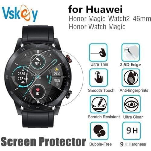 VSKEY 100pcs Tempered Glass for Huawei Watch Magic 2 46mm Screen Protector Sport Smart Watch Diameter D37.5mm Protective Film