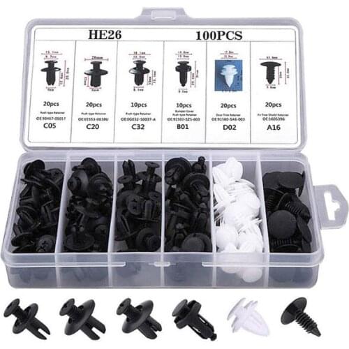 100pcs Auto Fastener Clip Mixed for Toyota Land Cruiser Rav4 Alphard Celica Pixis