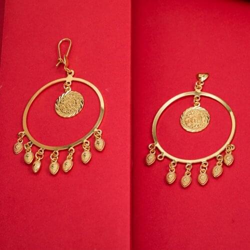 Dubai Gold Color Earrings 24K For Women Wedding Jewelry Womens Earrings For Girls Bridal Wife Gifts African Dubai French
