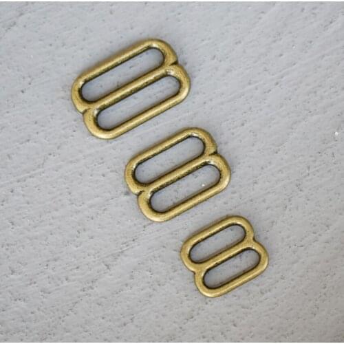 100 Pcs 15/20/25mm Bronze Metal Adjust Buckle Tri Slide Buckle Middle Center Bar Adjuster for Leather Craft Bag Strap Webbing