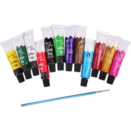12 Colors Oil Painting Paint Drawing Pigment 12ml Tubes with Brush Art Supplies