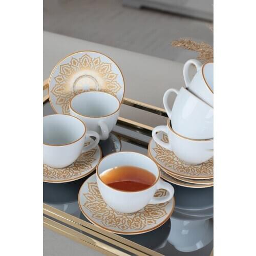 12 piece cup set gold white tea set coffee cup espresso cup gold white cup gold cup durable cup Turkish coffee cups