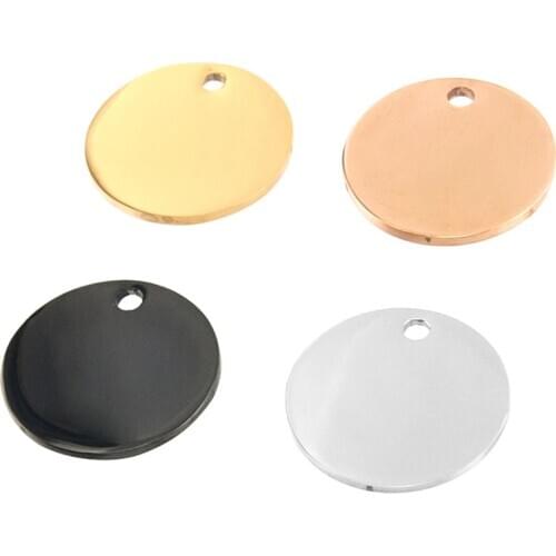 15/20/25/30/35mm Stainless Steel Blank Circle Charm For Engrave Silver Color/Gold/Rosegold Metal Round Tag Mirror Polished 50pcs