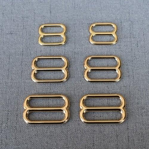 20 Pcs/Lot 15mm 20mm 25mm Golden Metal Tri-Glides Adjuster Sliders Adjustable Buckle For Bag Belt Straps Buckle Garment Sewing
