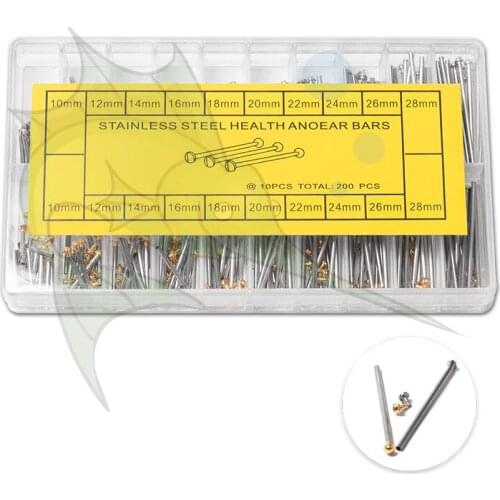 200pcs/box Stainless Steel Friction Pin Parts Kit Golden Silver 1.2mm 10mm~28mm Assort Size Watch Buckles Link Screws Pins Parts