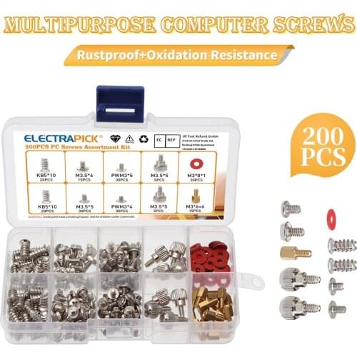 200Pcs Screws For Motherboard Case Fan CD-ROM Hard Disk DIY Screw Assortment Kit Computer PC Screws Boxed