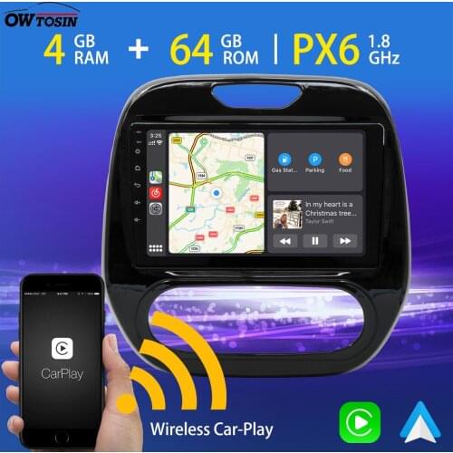 9" Android 10 PX6 4+64G Car Multimedia Player GPS Radio Wireless Carplay For Renault Captur 2011-2019 Bluetooth 5.0 TDA7850 IPS